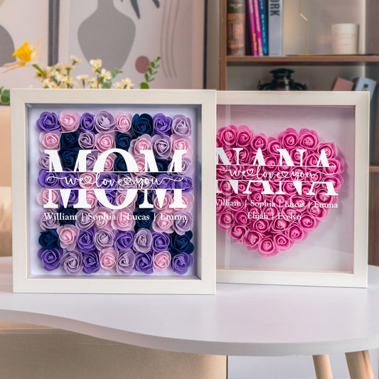 Mom Gift We Love You - Personalized Flower Shadow Box - furevermama
