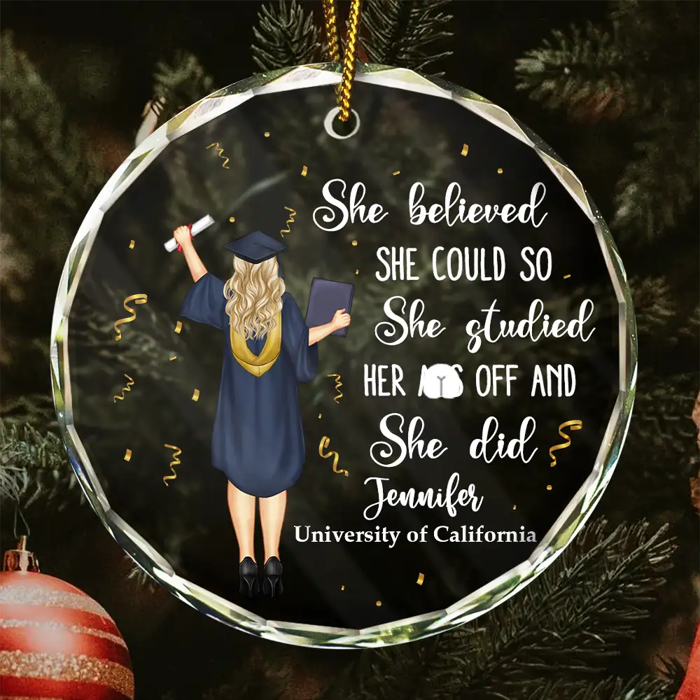 Graduation Gift - Personalized Glass Ornament - Unisex