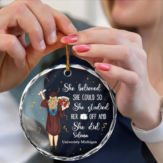 Graduation Gift - Personalized Glass Ornament - Unisex