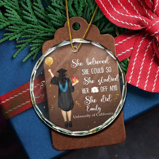 Graduation Gift - Personalized Glass Ornament - Unisex