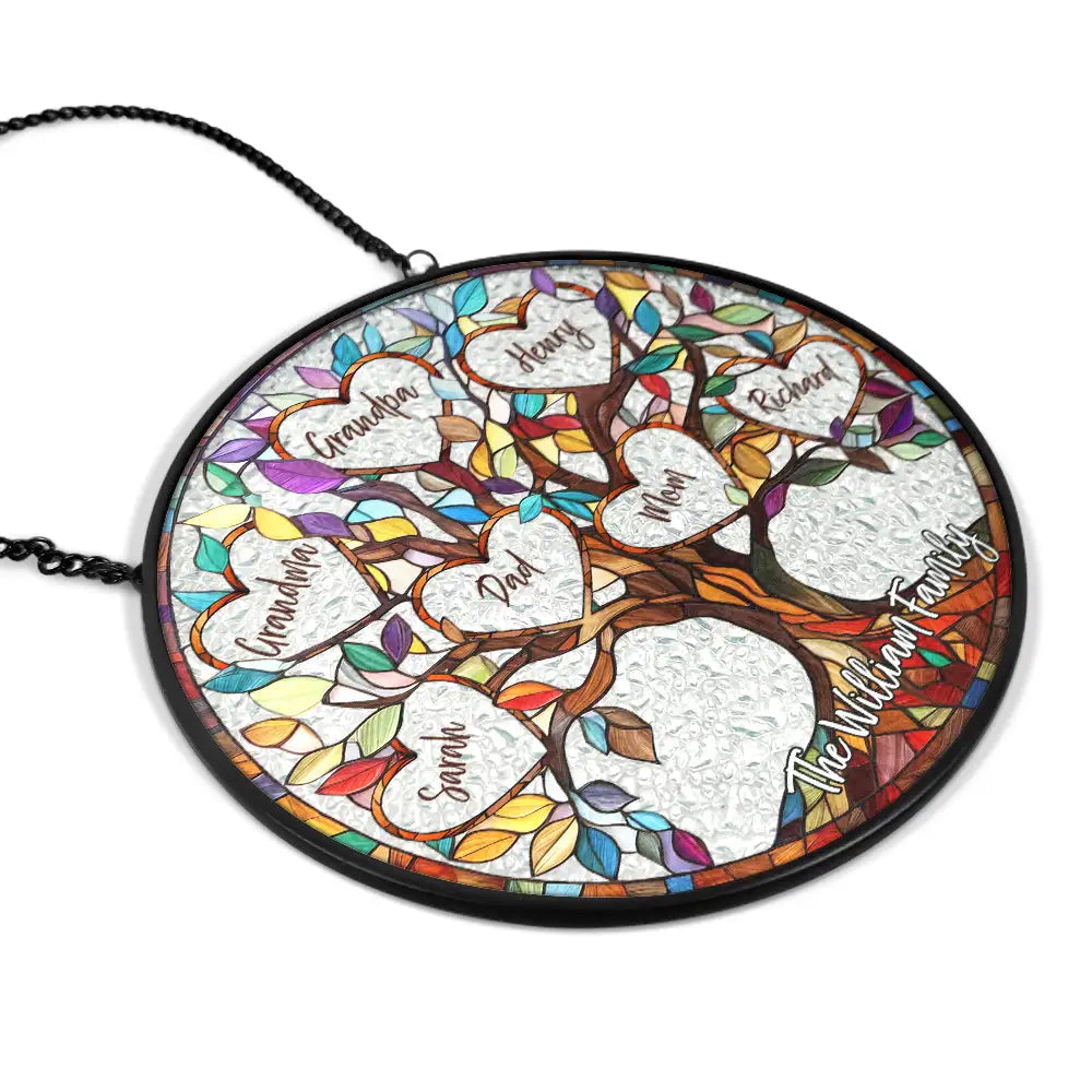 Family Tree Personalized Stained Glass Suncatcher - furevermama