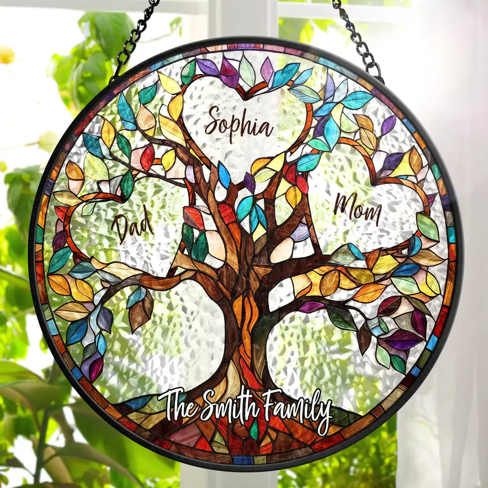 Family Tree Personalized Stained Glass Suncatcher - furevermama