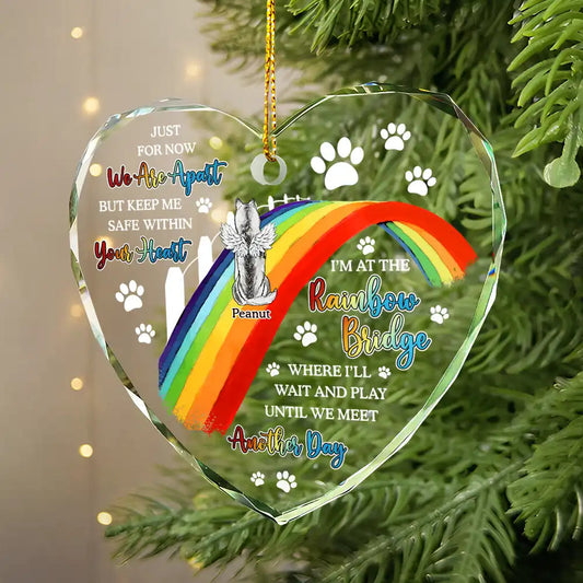 Personalized Pet Memorial Heart Shaped Glass Ornament - With your own messages and name - furevermama