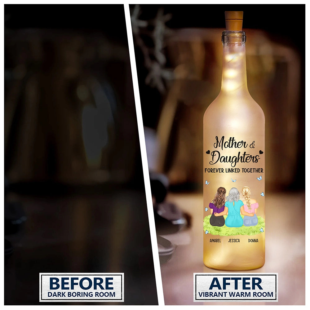 Mother & Daughter Forever Linked Together - Personalized Bottle Light - furevermama