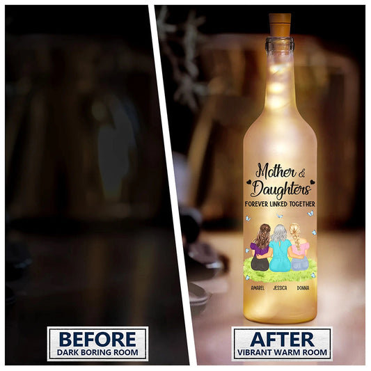 Mother & Daughter Forever Linked Together - Personalized Bottle Light - furevermama