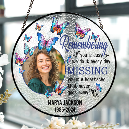Remembering Personalized Photo Stained Glass Suncatcher - Memorial Gift - furevermama