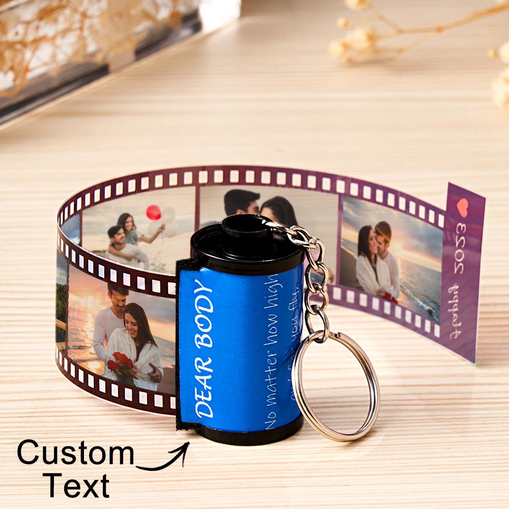 Custom Photo & Text Colorful Roll Film Keychain Camera Keychain with Wood Box - Gift For Valentine's Day Birthday Anniversary