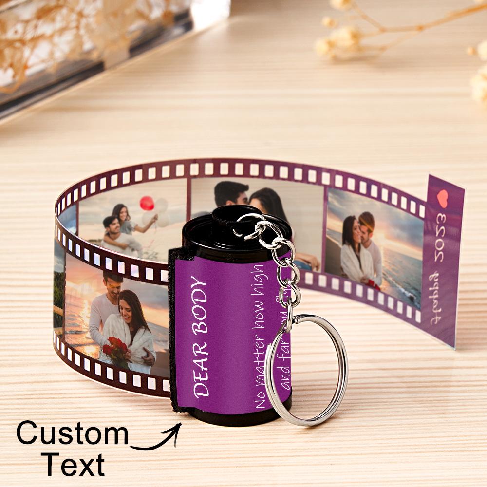 Custom Photo & Text Colorful Roll Film Keychain Camera Keychain with Wood Box - Gift For Valentine's Day Birthday Anniversary