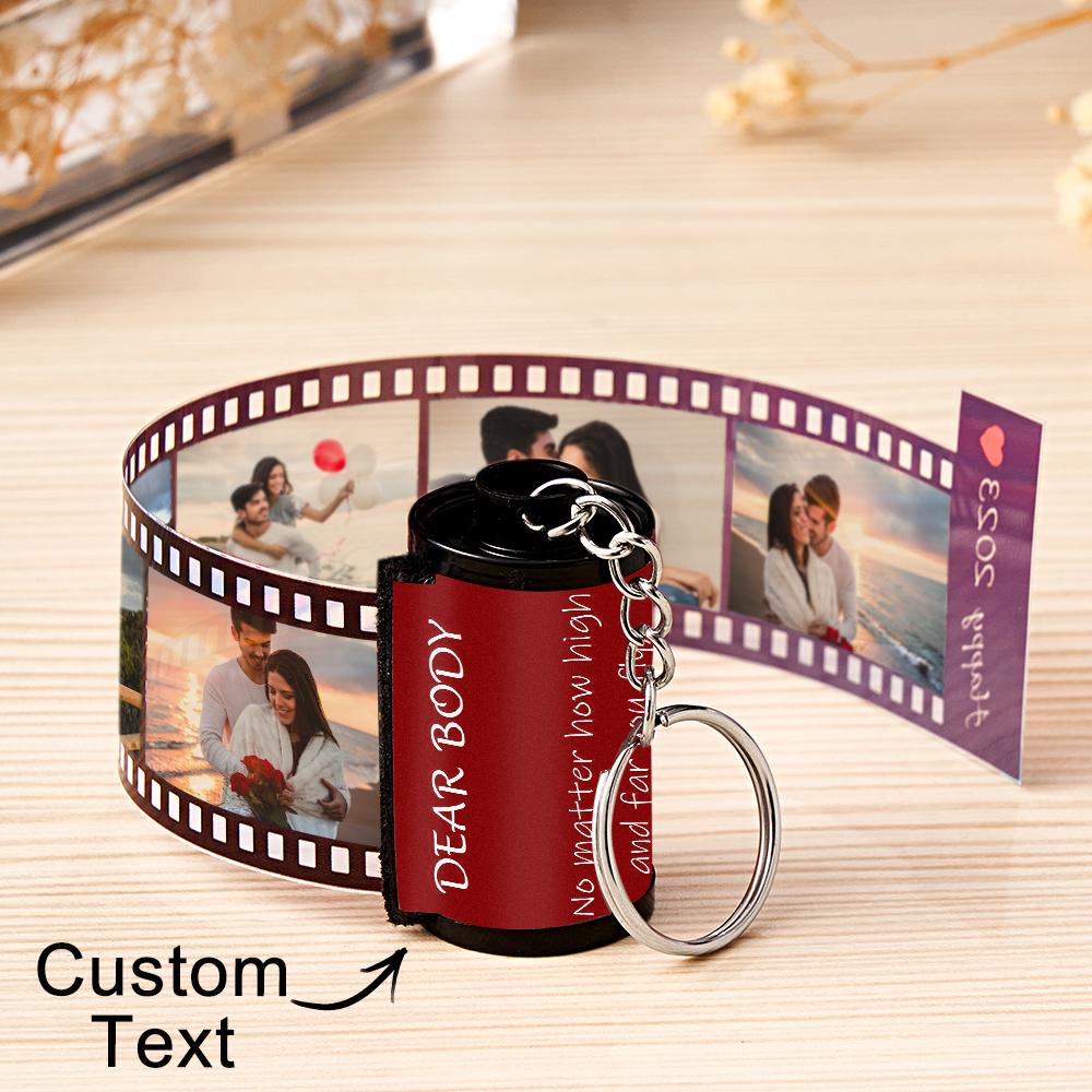 Custom Photo & Text Colorful Roll Film Keychain Camera Keychain with Wood Box - Gift For Valentine's Day Birthday Anniversary