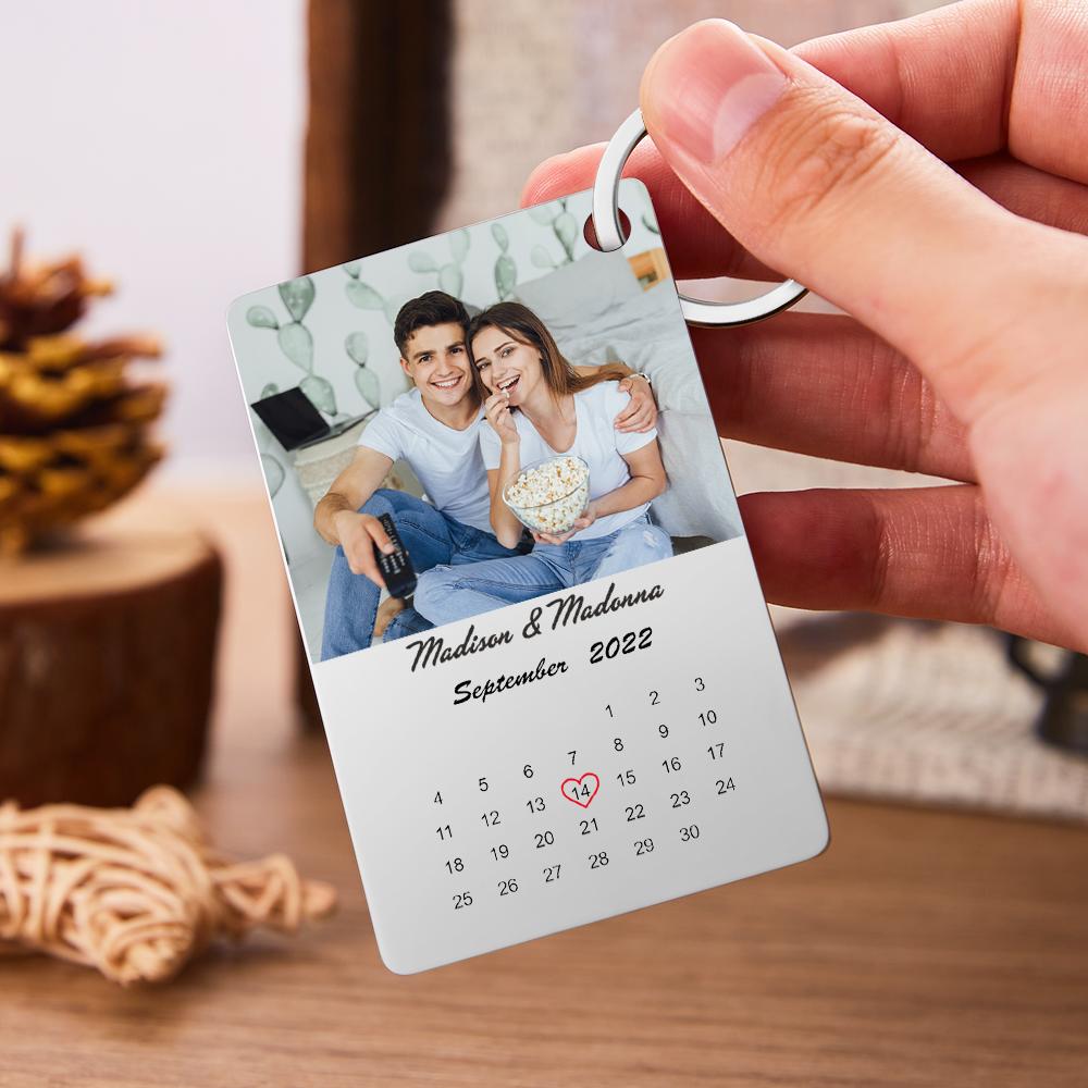 Custom Photo Name Calendar Date Keychain - furevermama