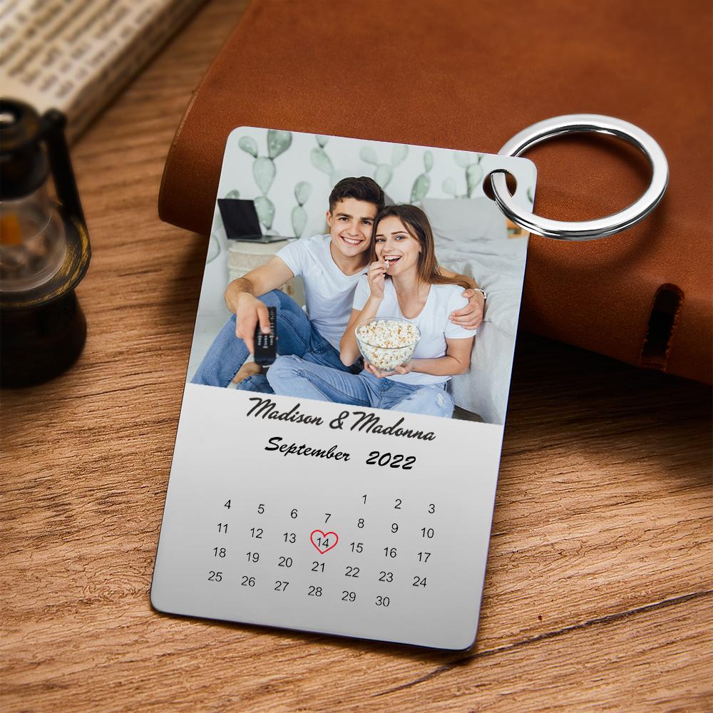 Custom Photo Name Calendar Date Keychain - furevermama