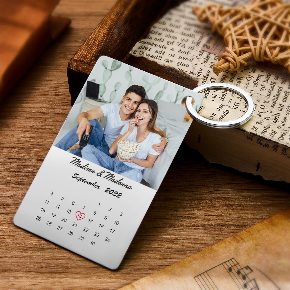 Custom Photo Name Calendar Date Keychain - furevermama