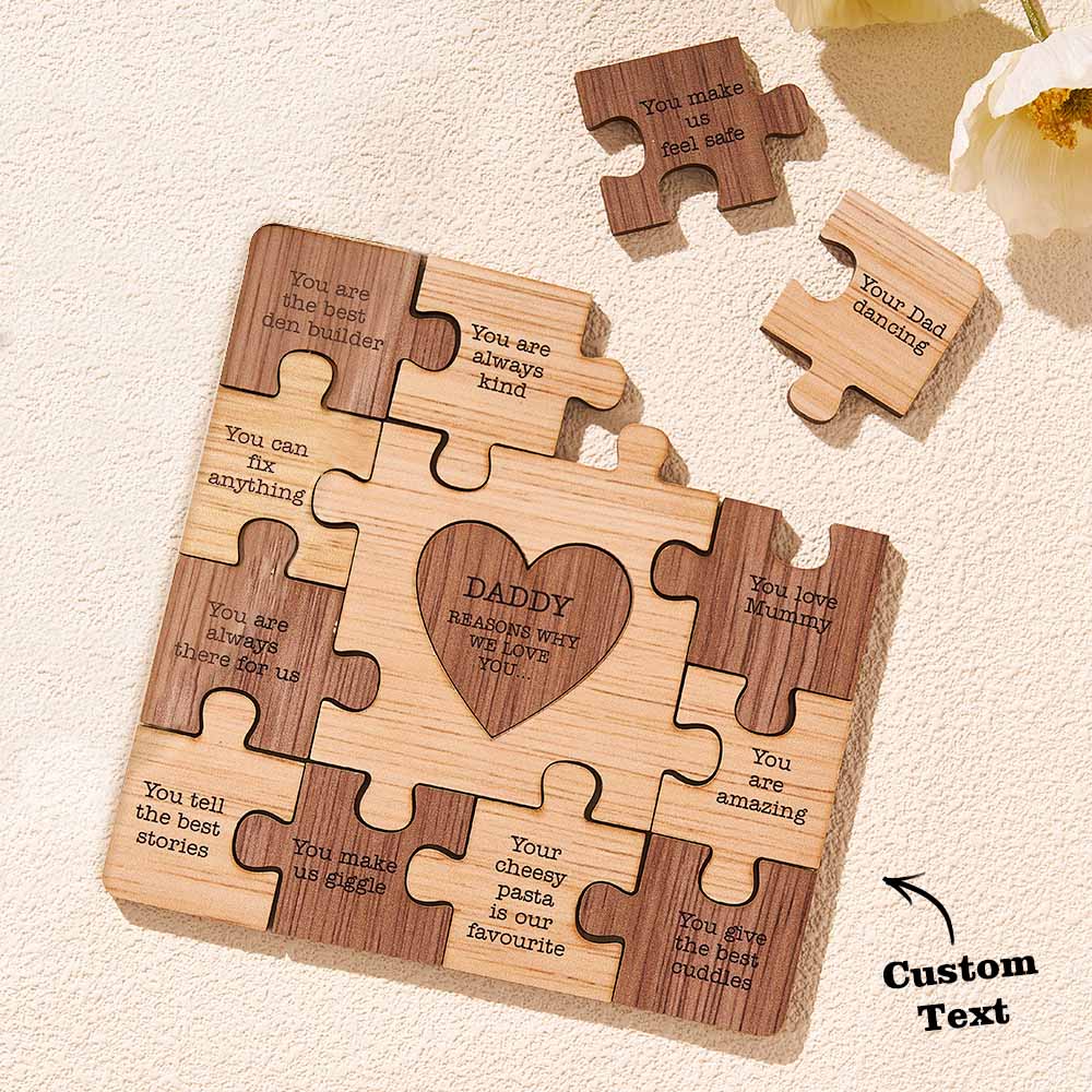 Custom Text Engraved Wooden Puzzle - Christmas Gifts for Family, Girlfriend, Boyfriend, Kids - furevermama