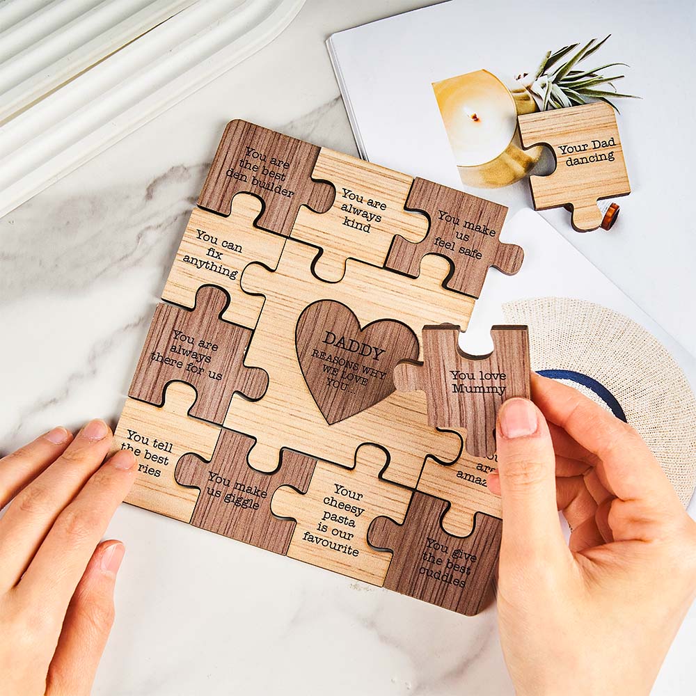 Custom Text Engraved Wooden Puzzle - Christmas Gifts for Family, Girlfriend, Boyfriend, Kids - furevermama