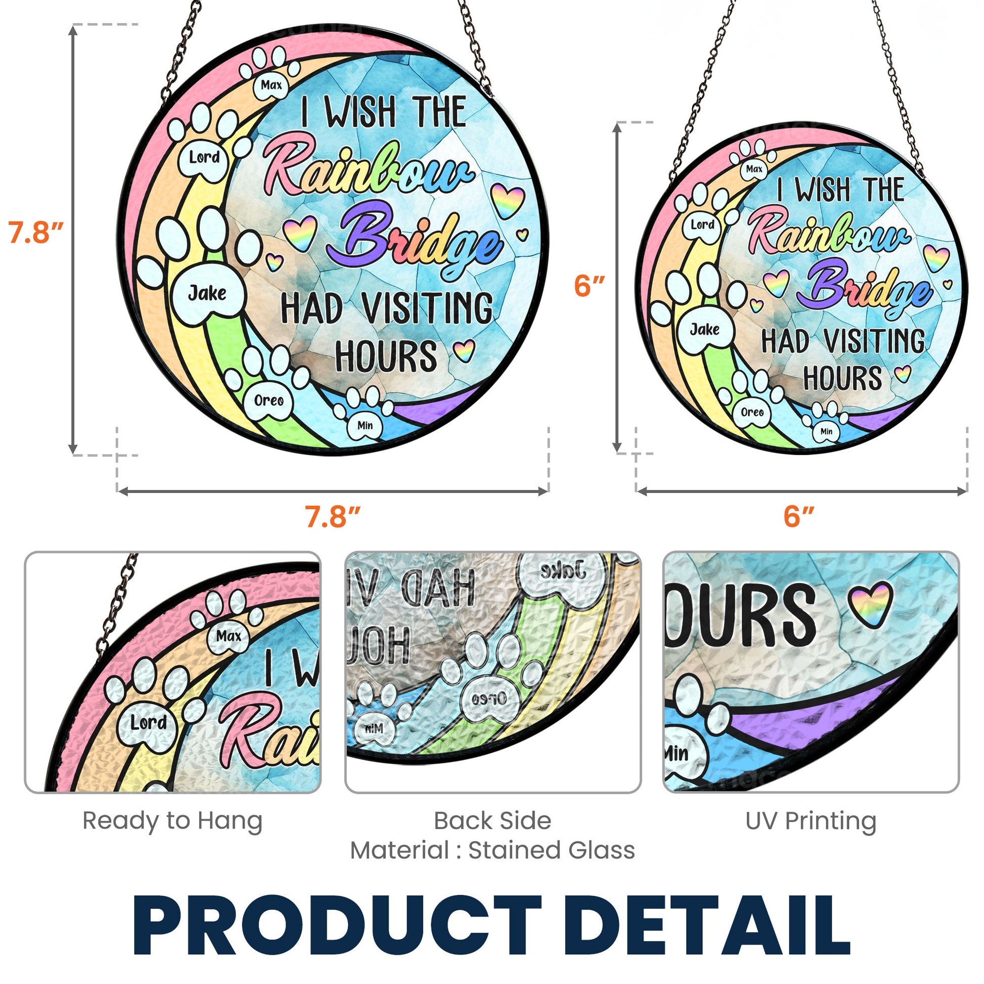 The Rainbow Bridge - Personalized Stained Glass Window Hanging Suncatcher - furevermama