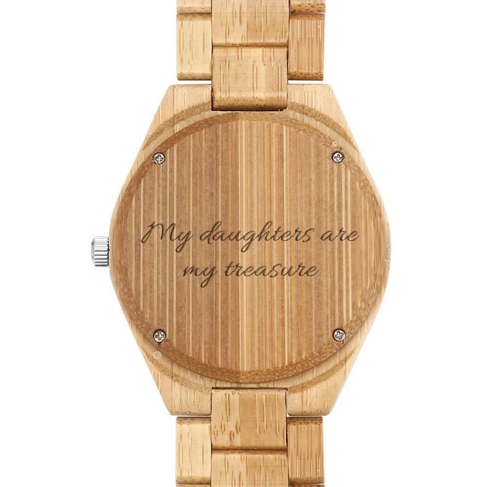 Custom Sketch Wooden Watch With Engraved Message (Adjustable Strap)