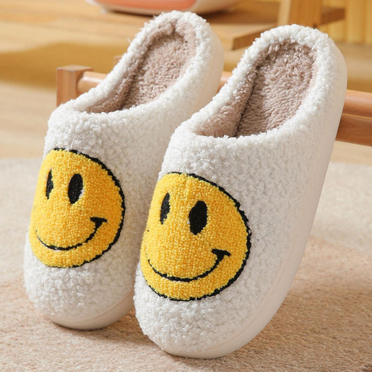 Smiley Face Fuzzy Fluffy House Slippers - furevermama