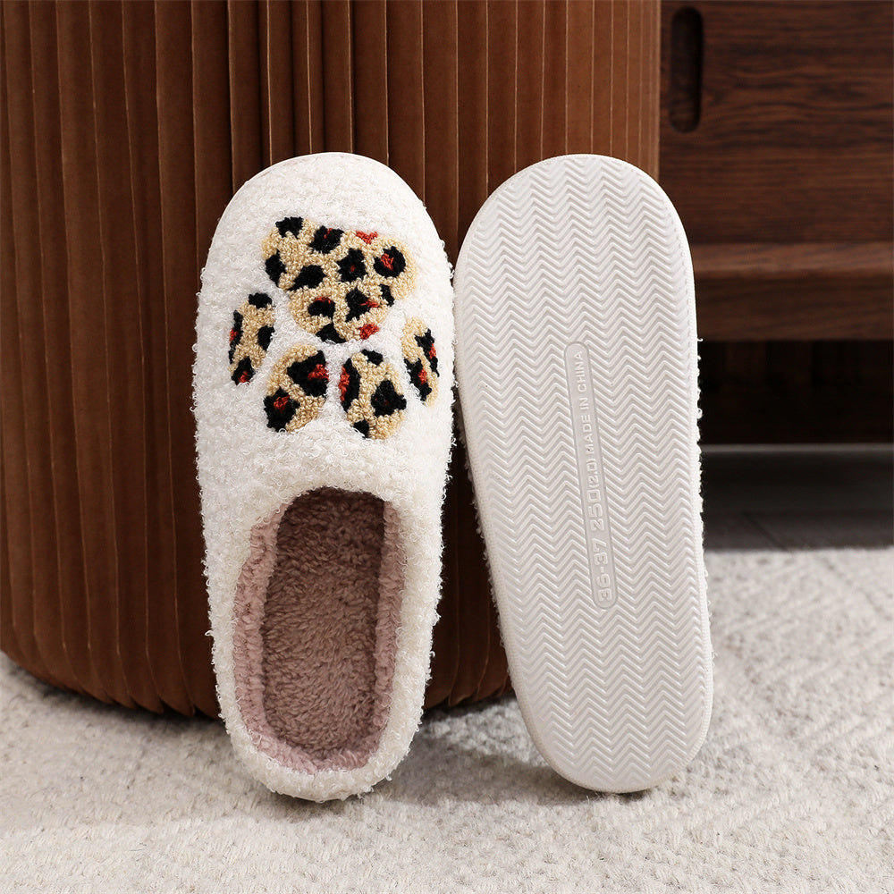 Christmas Leopard Paw Print Home Cotton Slippers - furevermama