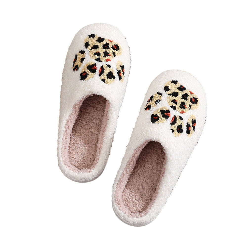 Christmas Leopard Paw Print Home Cotton Slippers - furevermama