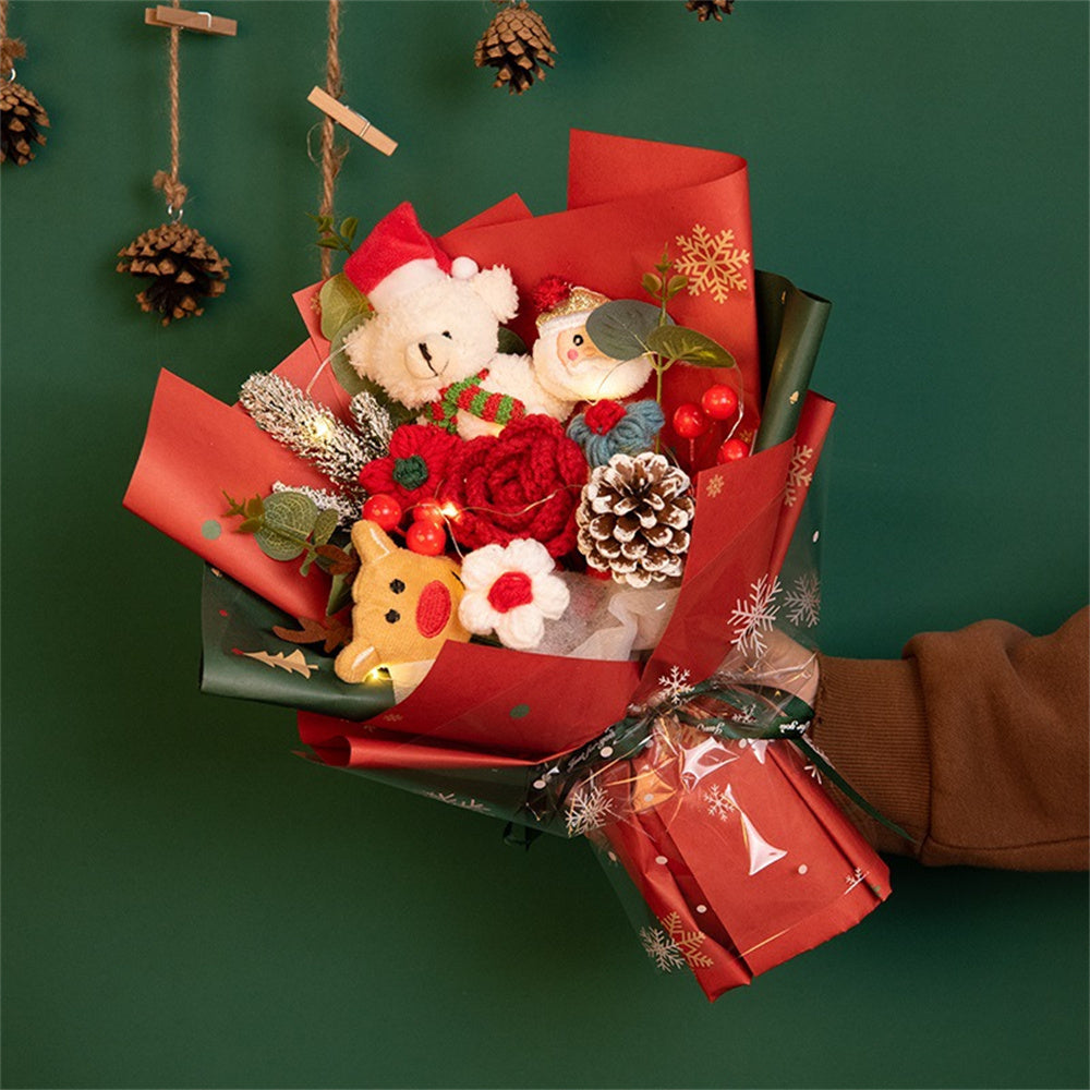 Christmas Crochet Flowers Bouquet Handmade Knitted Flower Gift for Her