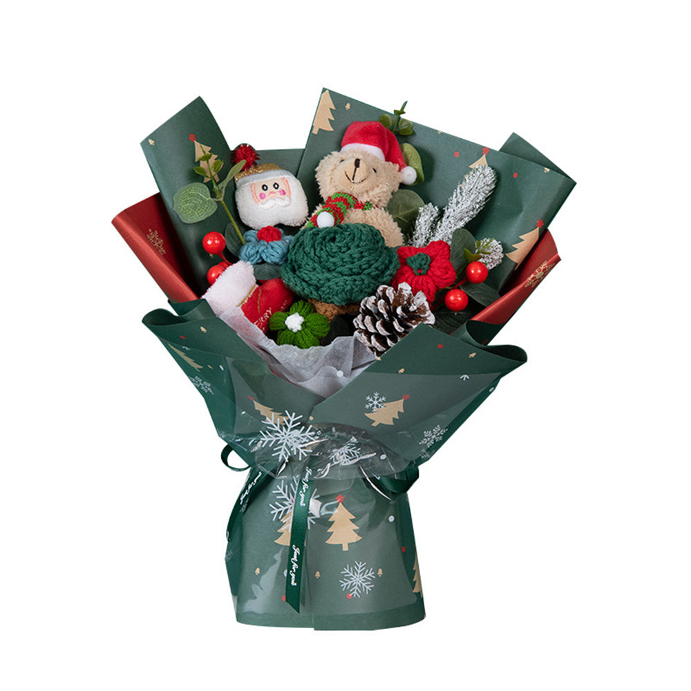 Christmas Crochet Flowers Bouquet Handmade Knitted Flower Gift for Her