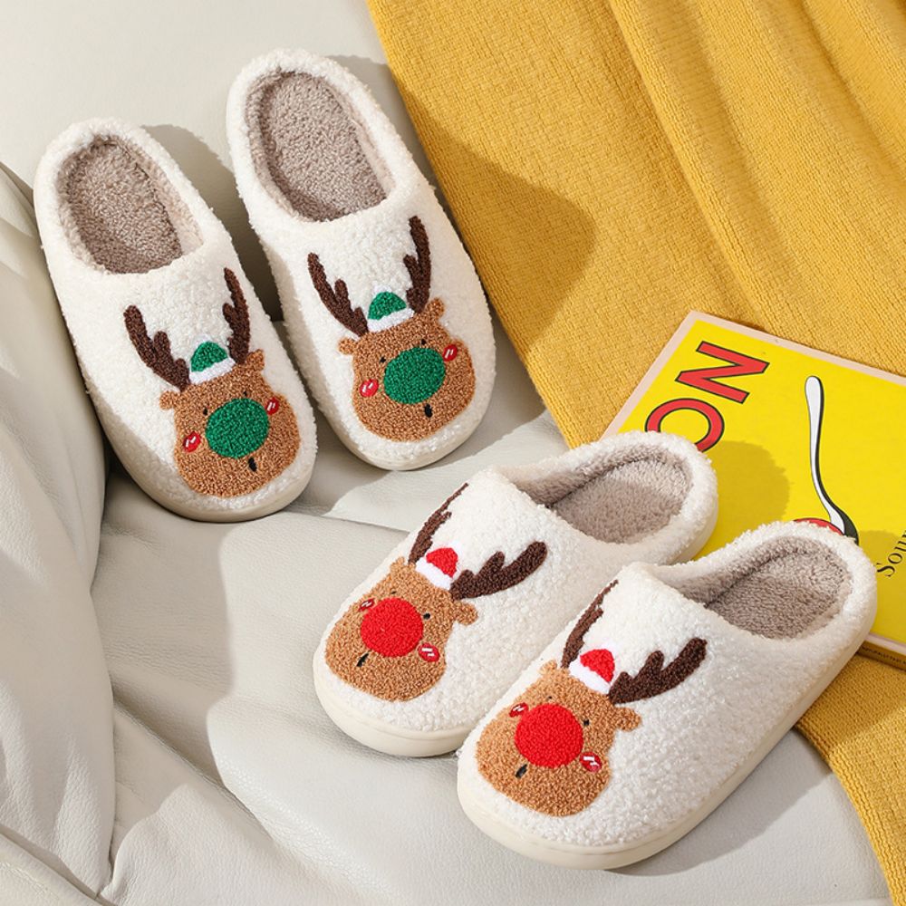 Christmas Slippers Cute Reindeer Comfortable Slippers - furevermama