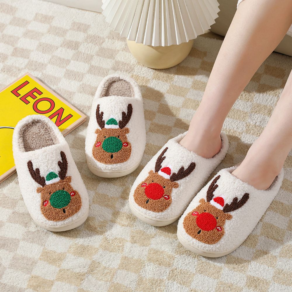 Christmas Slippers Cute Reindeer Comfortable Slippers - furevermama
