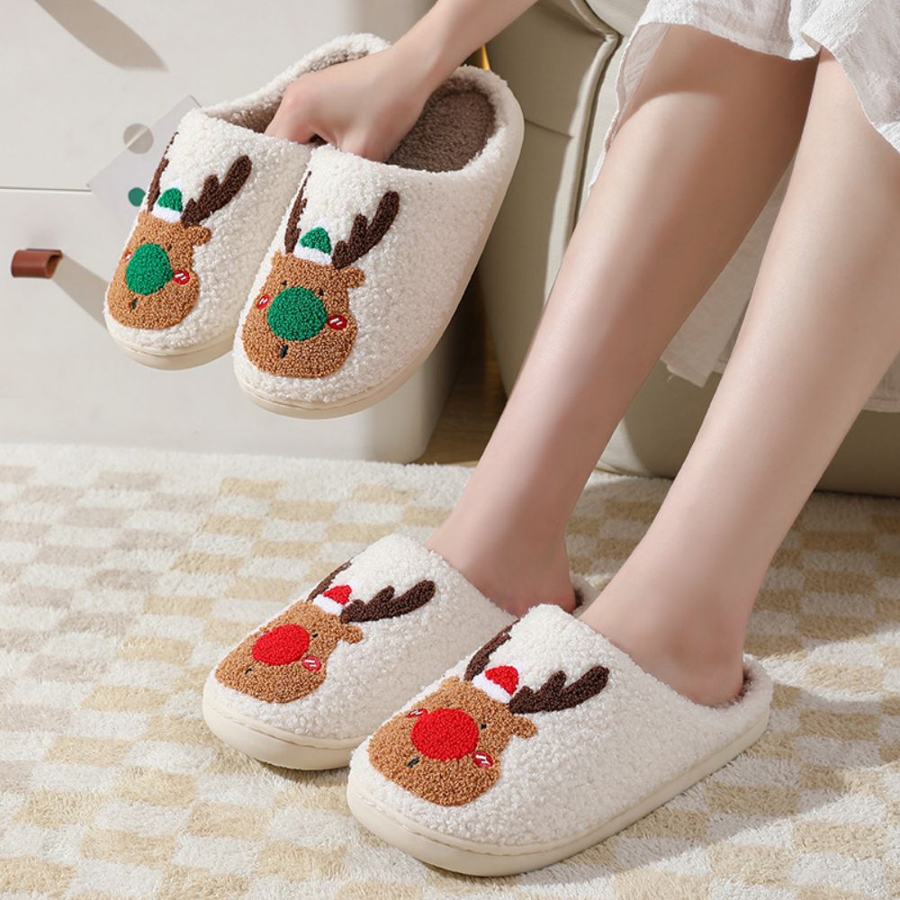 Christmas Slippers Cute Reindeer Comfortable Slippers - furevermama