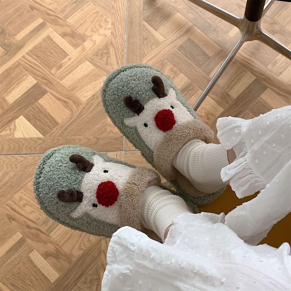 Christmas Slippers Christmas Elk Comfortable Home Slippers - furevermama