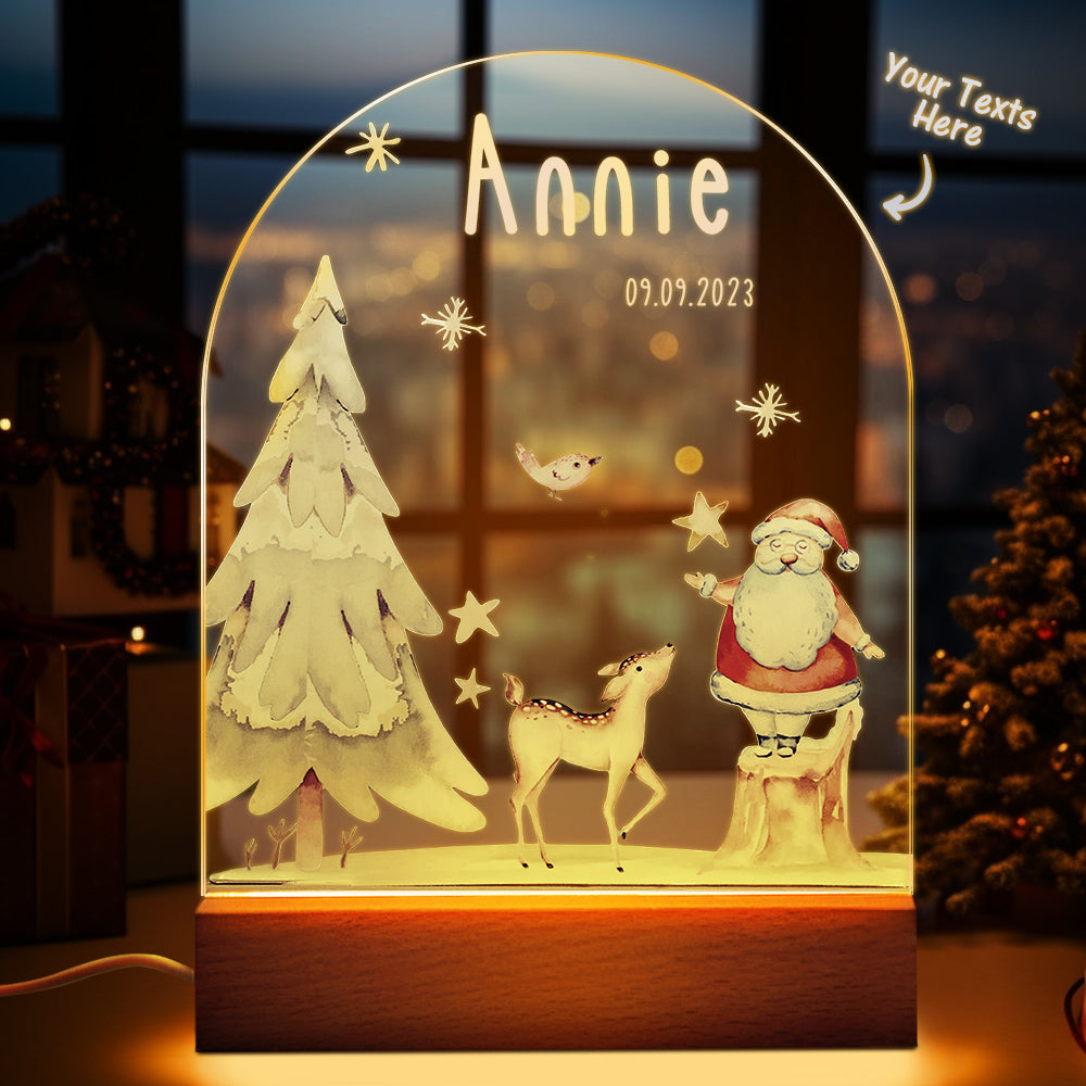 Personalized Santa Elk Night Light For Kids' Room Decor