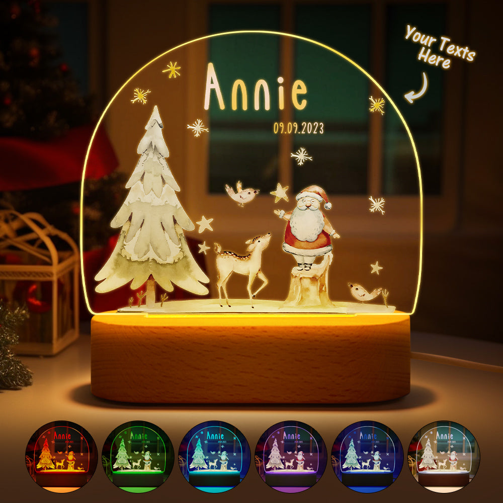 Personalized Santa Elk Night Light For Kids' Room Decor