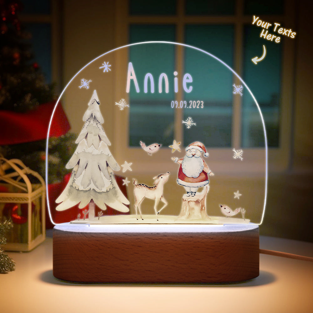 Personalized Santa Elk Night Light For Kids' Room Decor