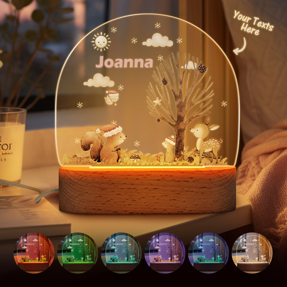 Personalized Santa Elk Night Light For Kids' Room Decor