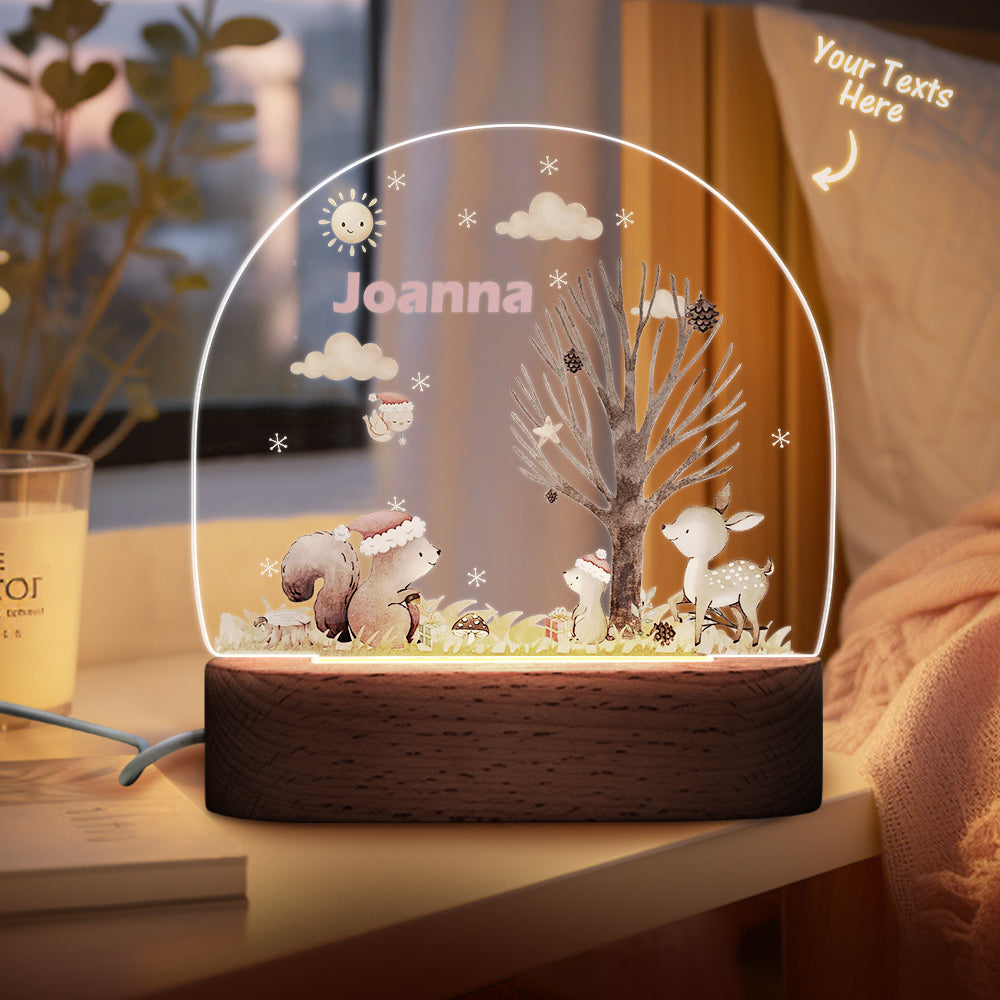 Personalized Santa Elk Night Light For Kids' Room Decor