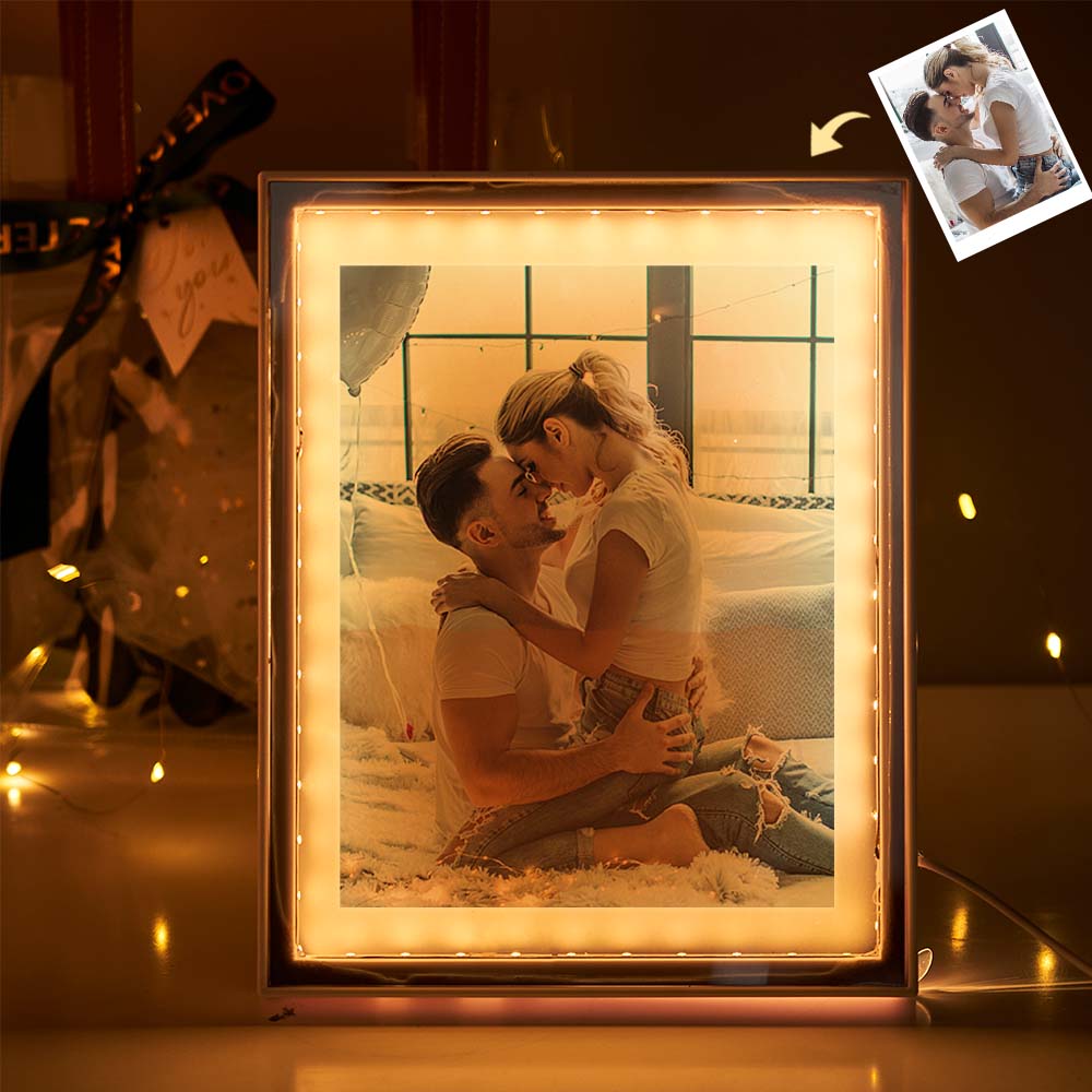 Custom Photo Frame Mirror Night Light – Personalized Photo Gift