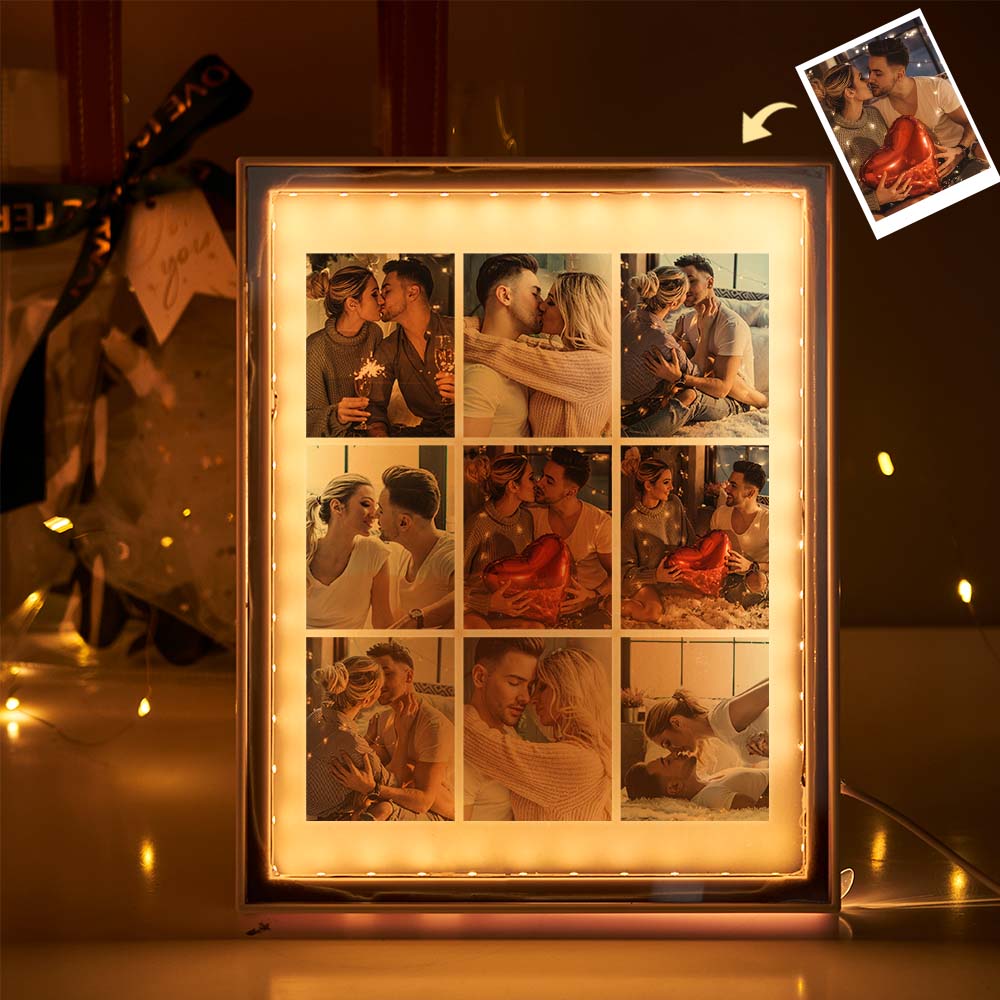 Custom Photo Frame Mirror Night Light – Personalized Photo Gift