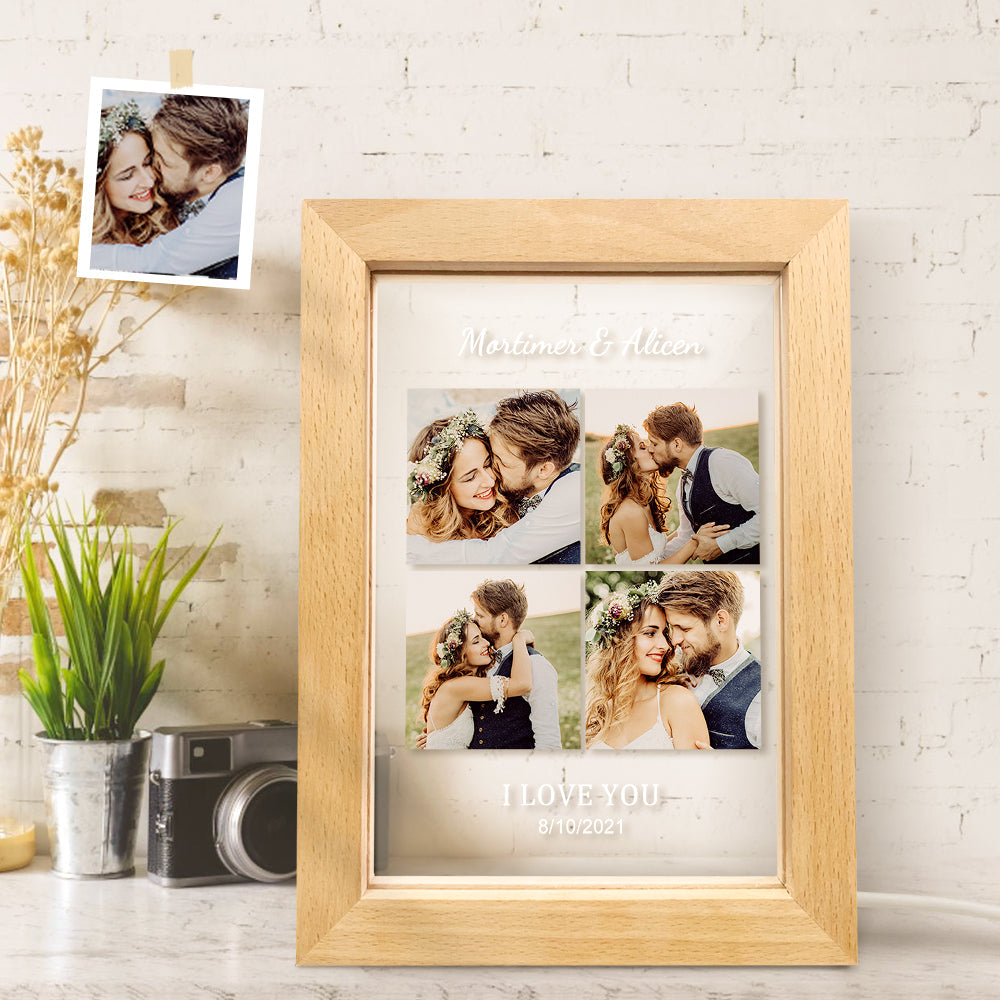 Custom Engraved Name And Date Photo Frame With Led Lights - Good Gift For Couples - furevermama