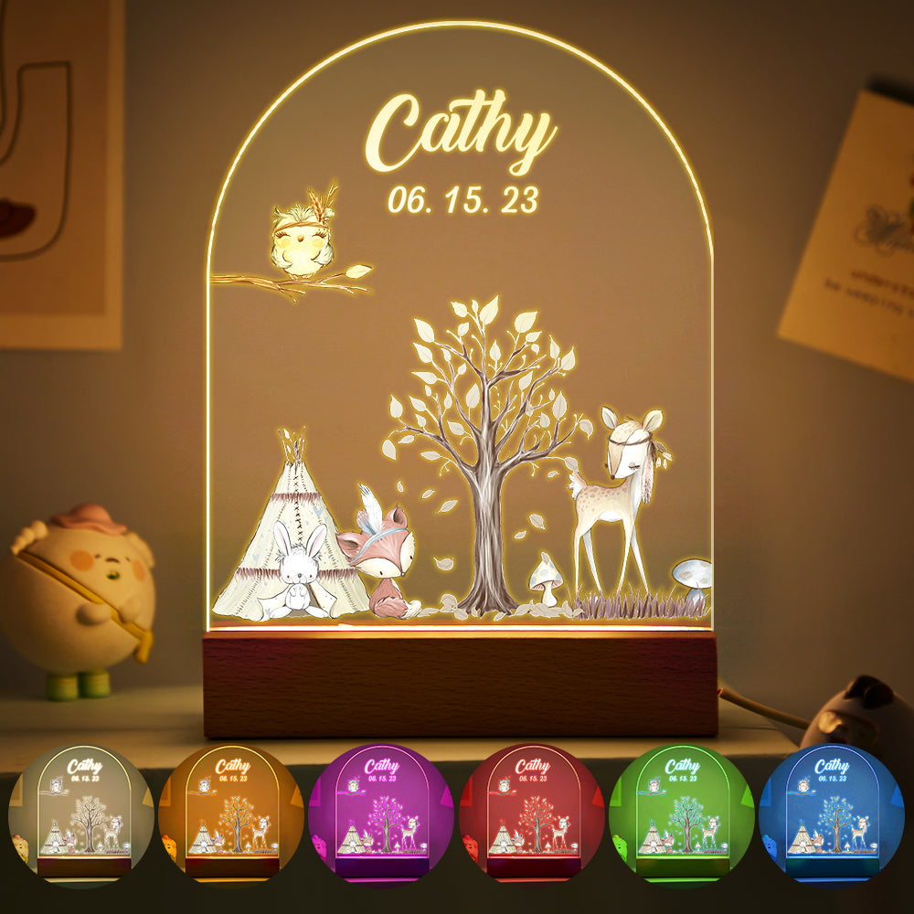 Personalized Santa Elk Night Light For Kids' Room Decor