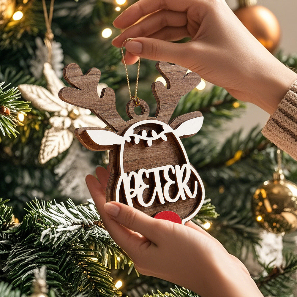 Personalized Name Reindeer Wooden Ornament