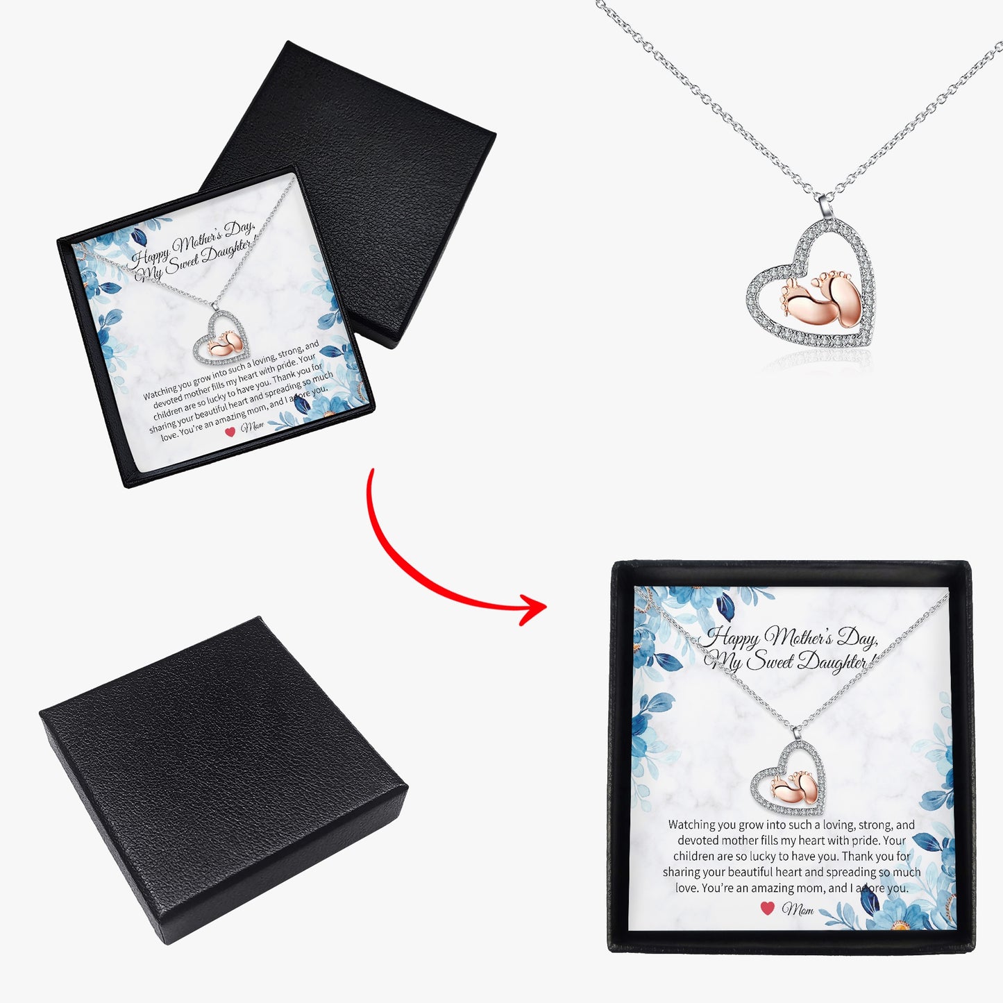 Baby Feet Necklace with Gift Box - Mother to Daughter - Mother's Day - furevermama