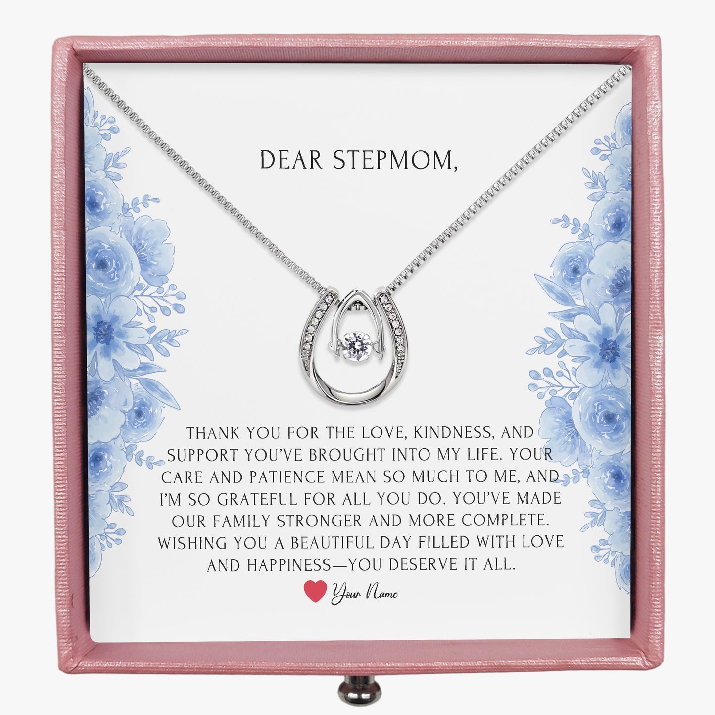 Horseshoe Necklace with Gift Box - To Step Mother - furevermama