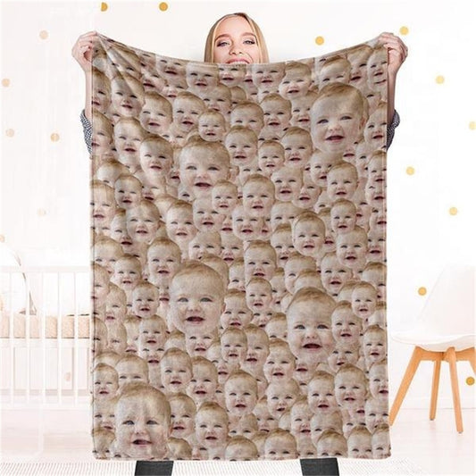 All Over Custom Face Funny Blanket - furevermama