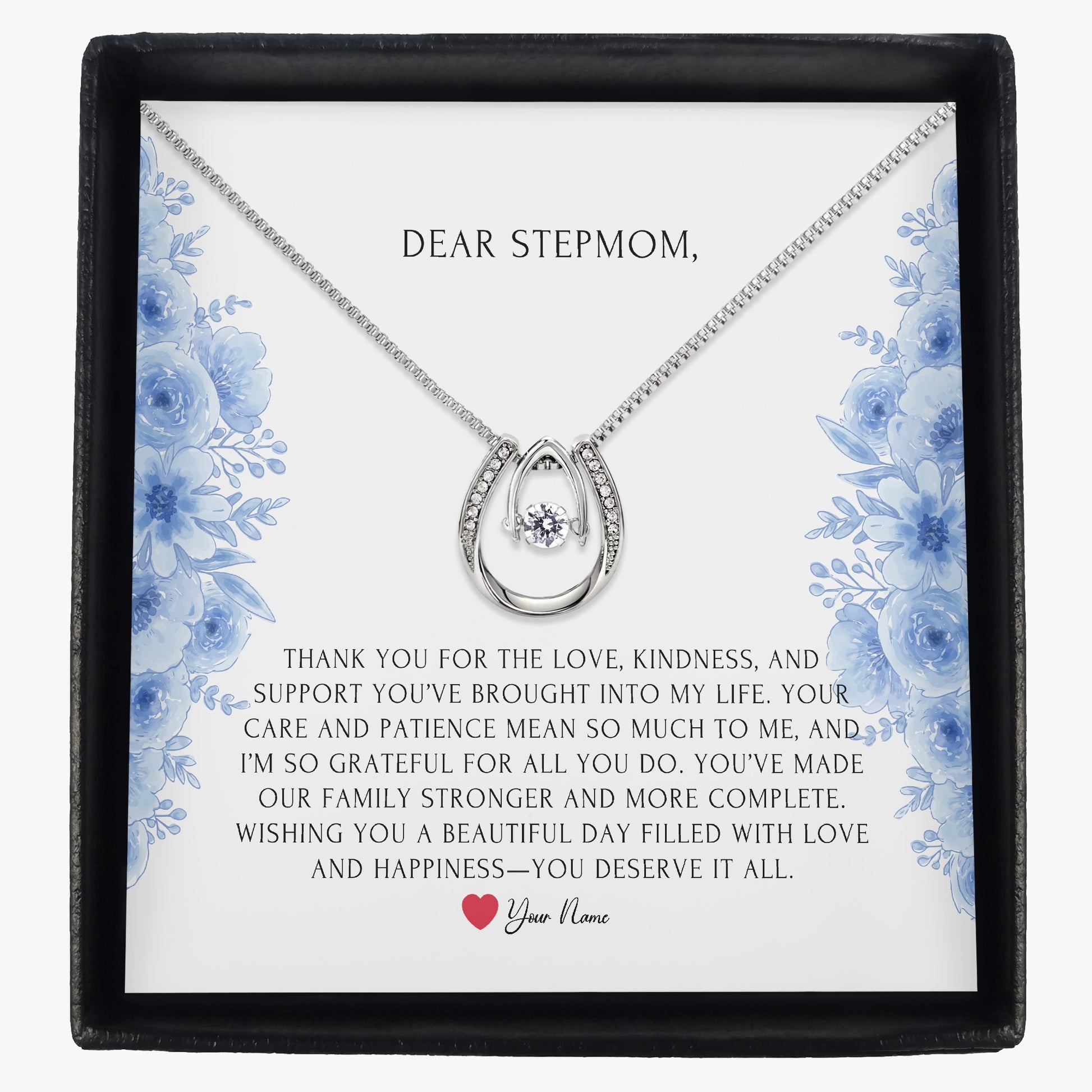 Horseshoe Necklace with Gift Box - To Step Mother - furevermama