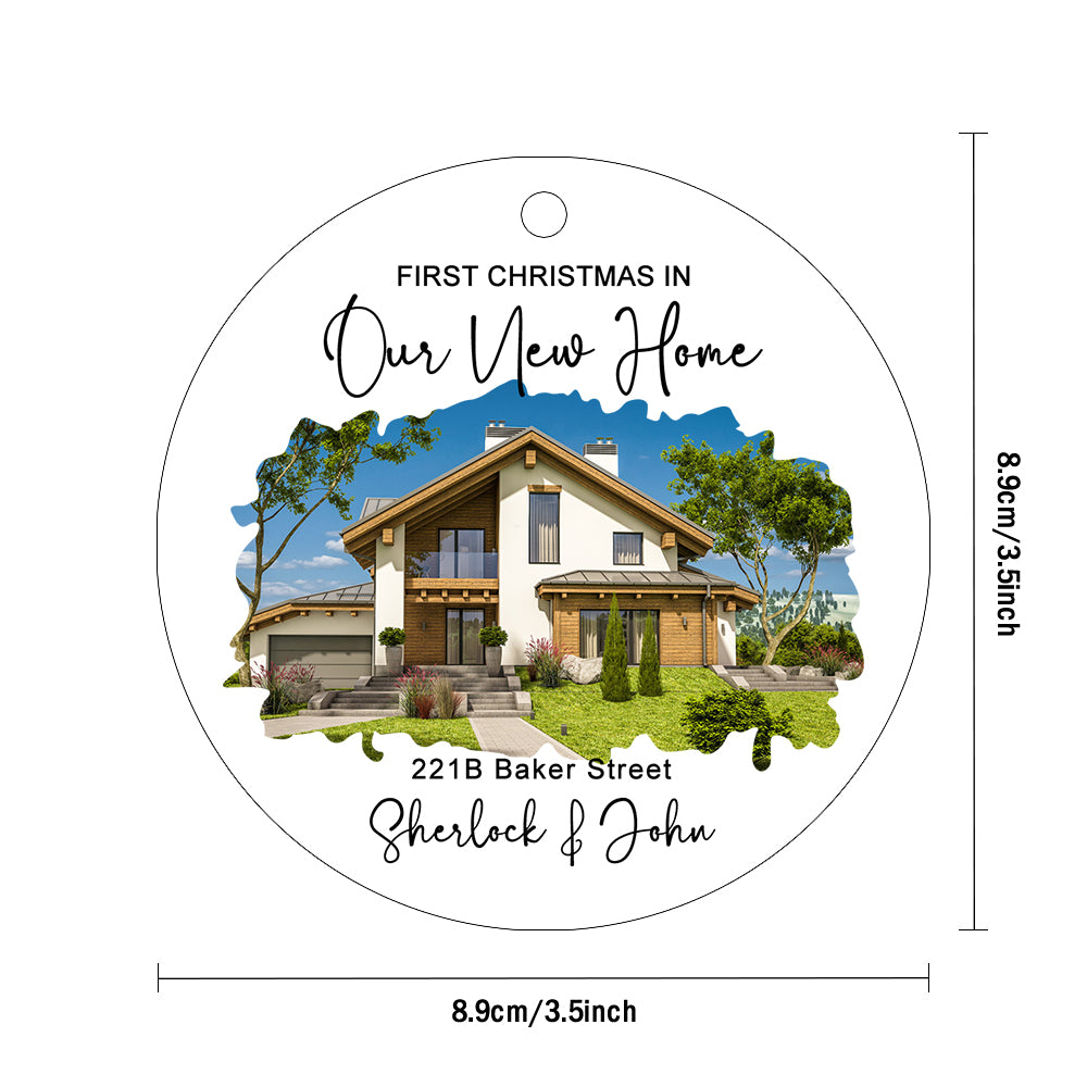Personalized New Home Photo Hanging Ornament - Custom Watercolor Housewarming Gift - furevermama