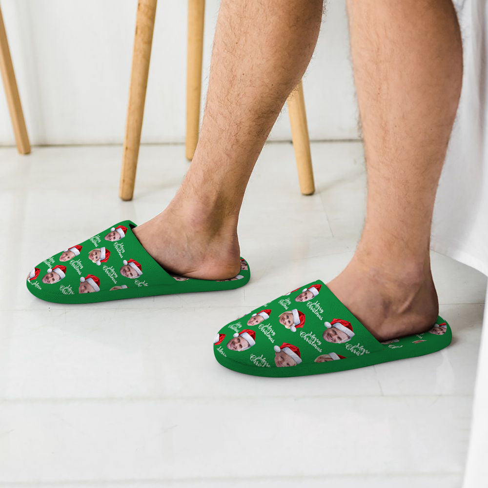 Personalized Christmas Slippers - Green Casual House Cotton Slippers