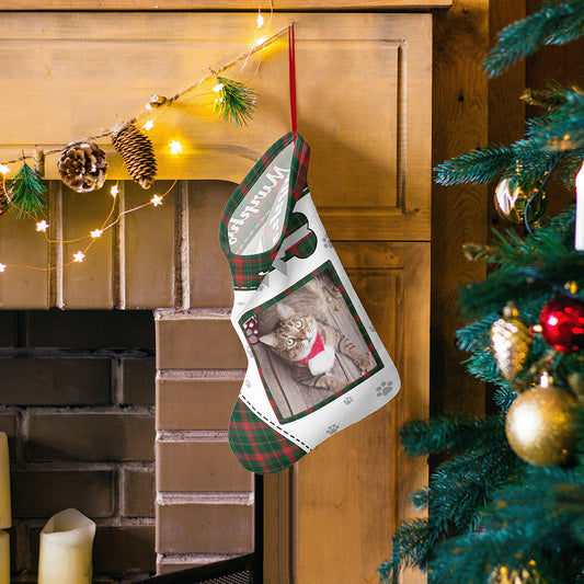 Personalized Christmas Stocking with Photo and Text Gift for Pets - furevermama