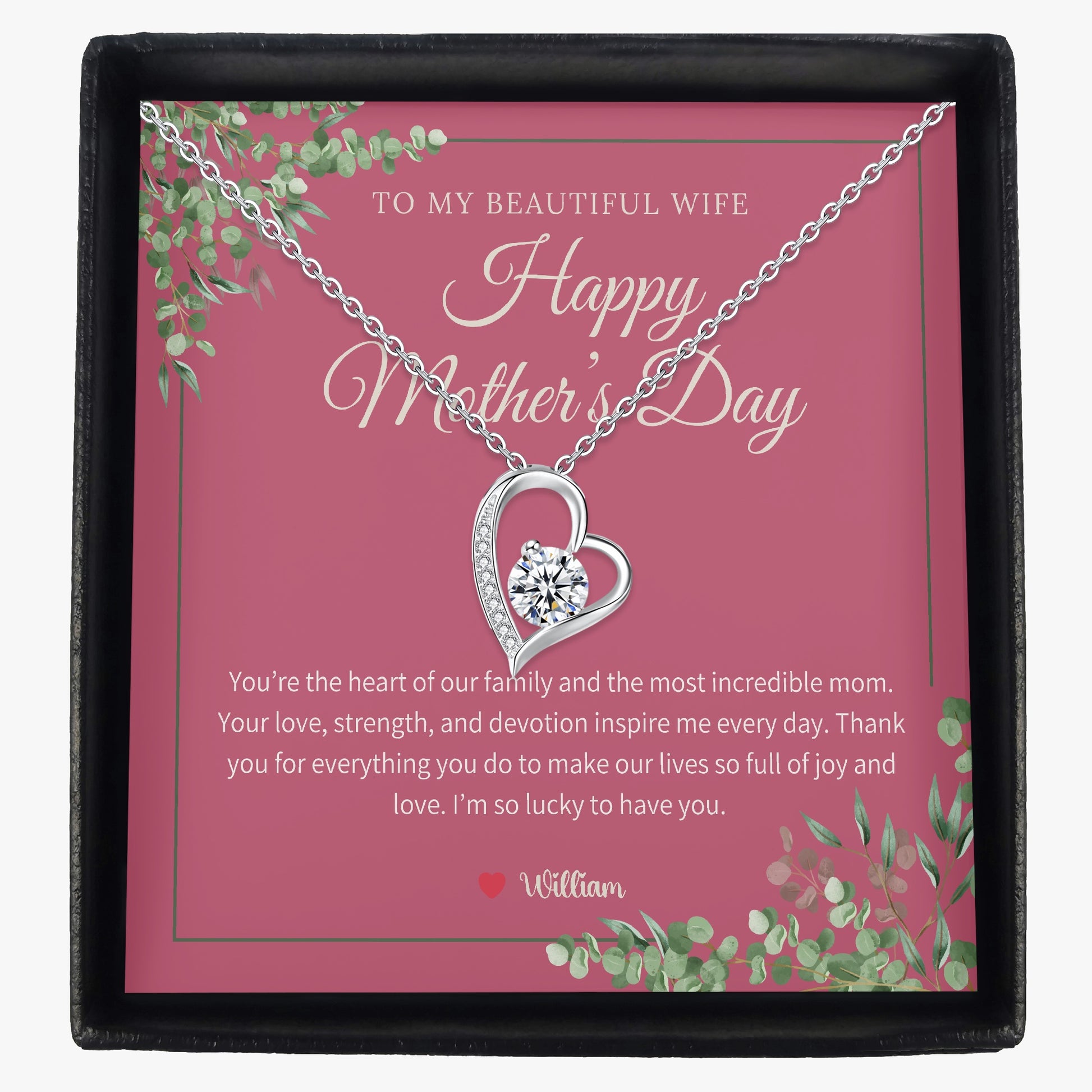 Zirconia Necklace with Gift Box - To My Beautiful Wife - furevermama