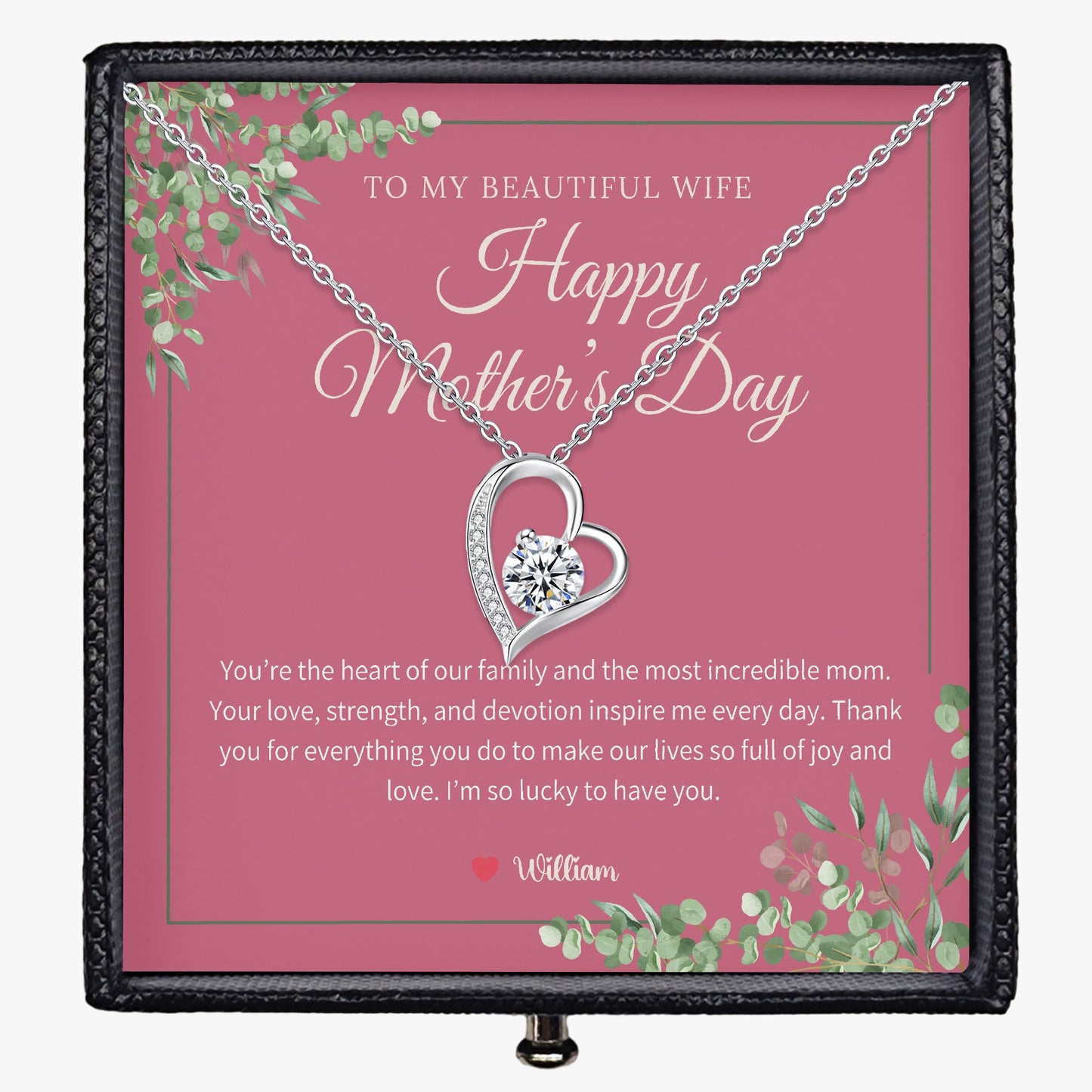 Zirconia Necklace with Gift Box - To My Beautiful Wife - furevermama
