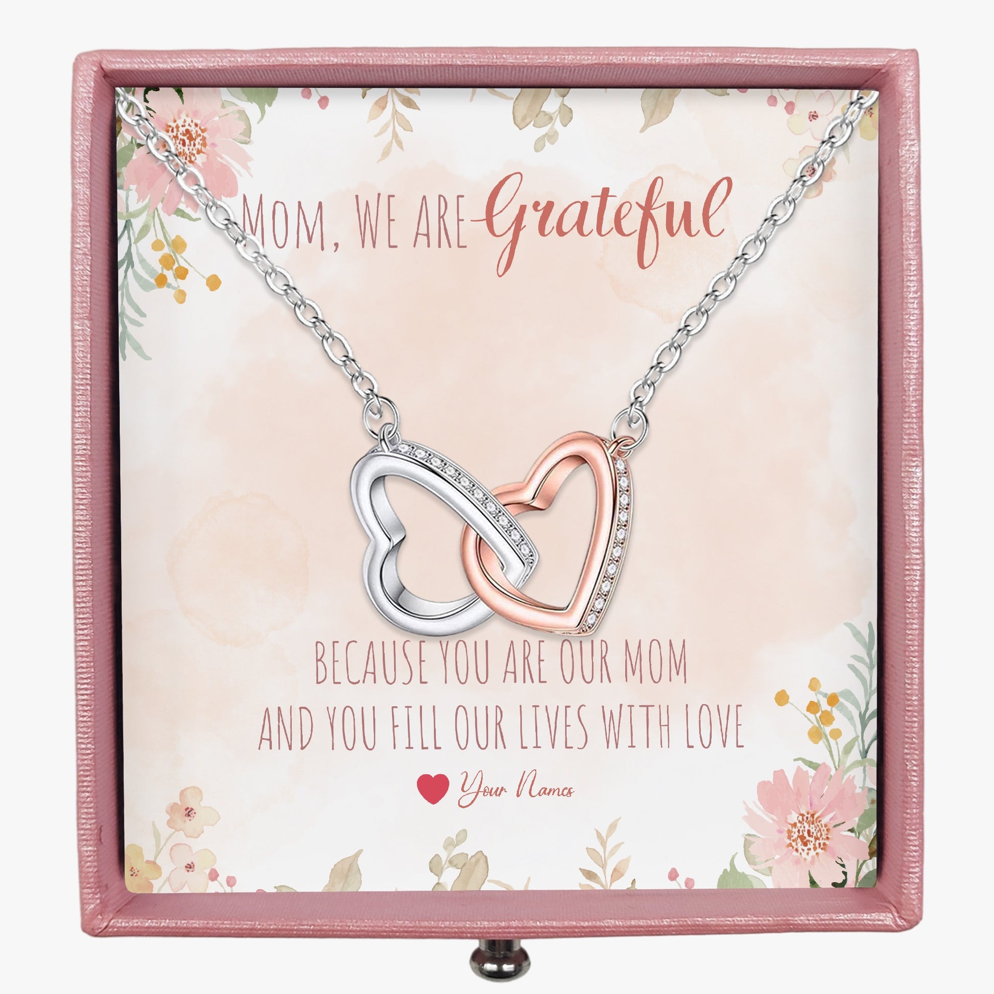 Connected Hearts Necklace With Mother's Gift Card - furevermama