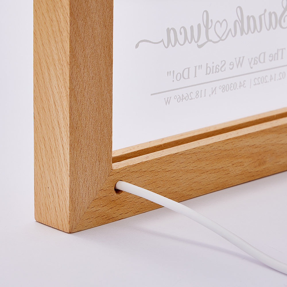 Custom Engraved Star Map Wooden Frame Night Light